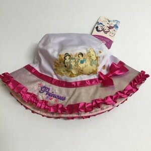 NEW Disney Animations Princesses Bucket Hat Little Girl 4-6X Bow Purple Glitter